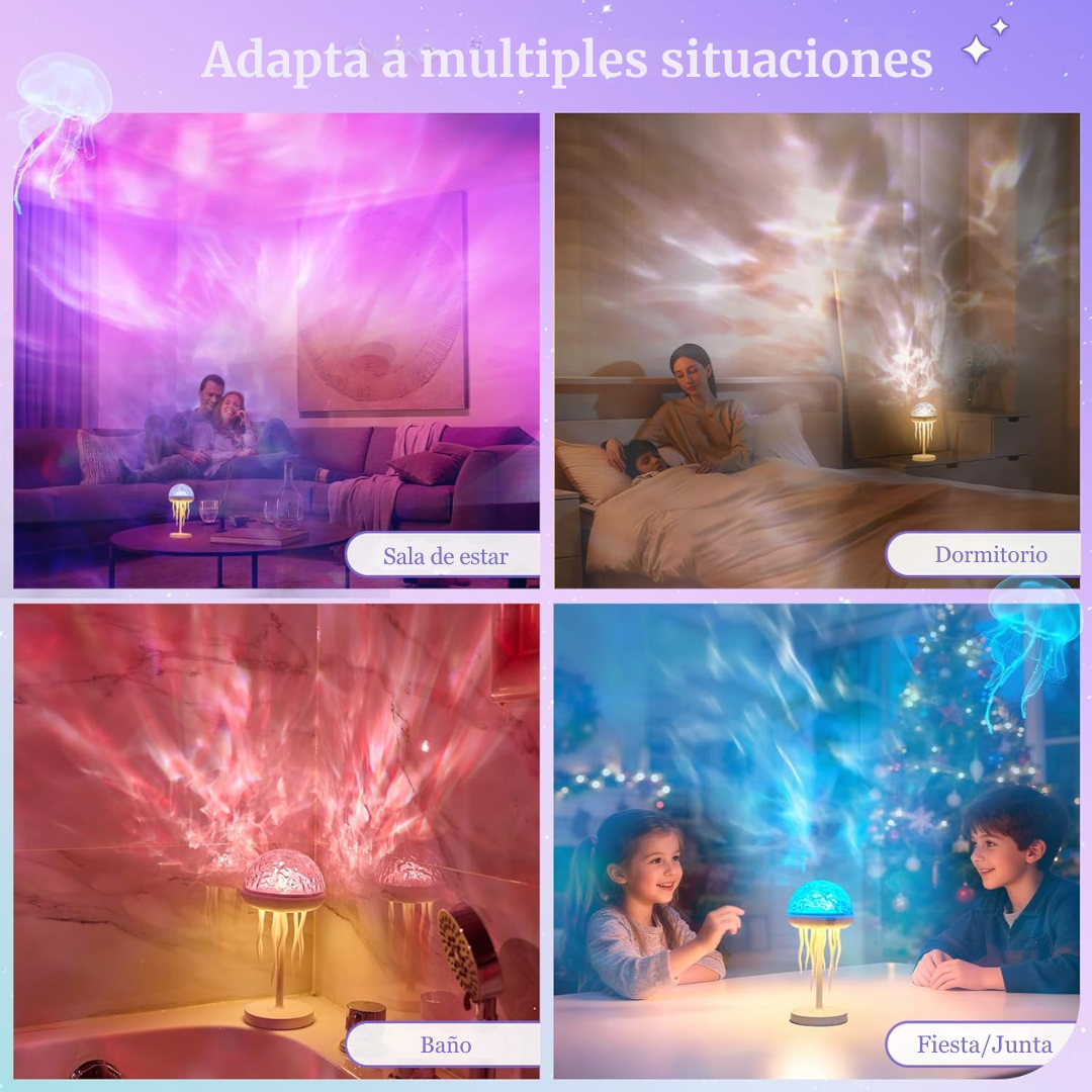 Lámpara Medusa LED con Proyector Oceánico