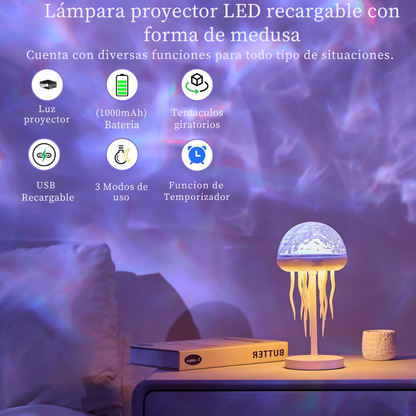 Lámpara Medusa LED con Proyector Oceánico