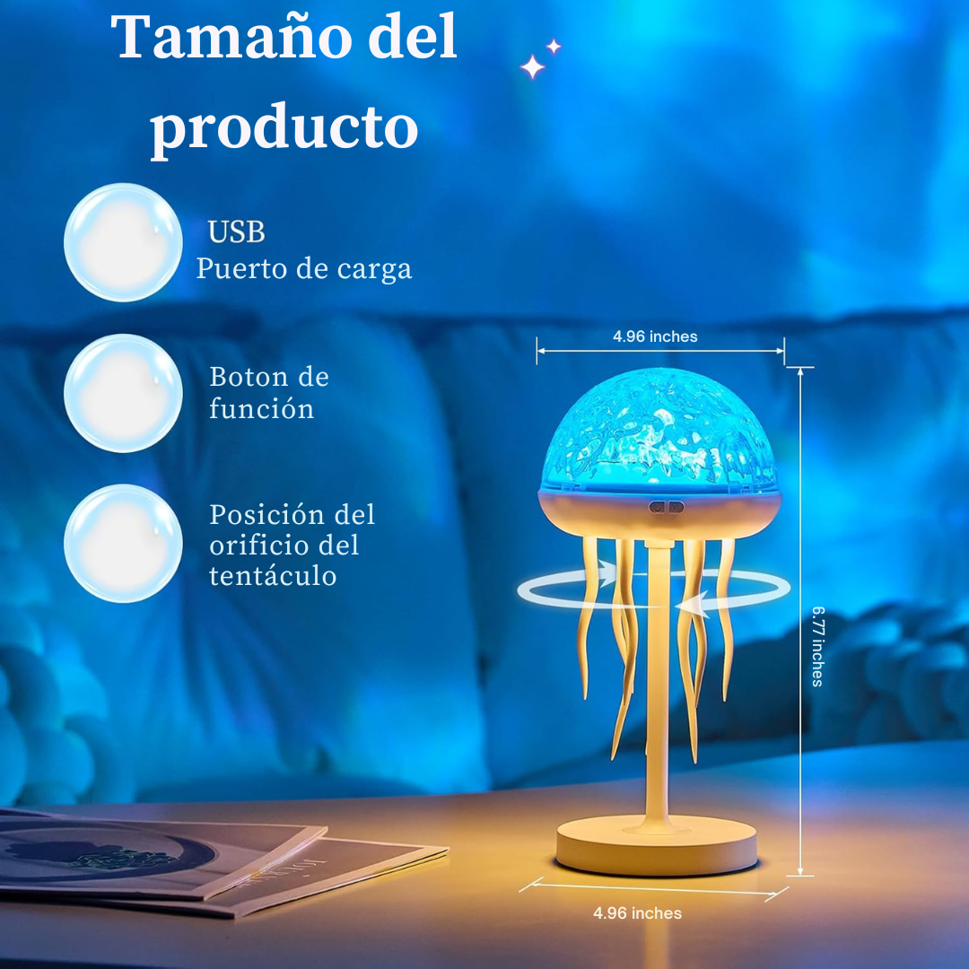 Lámpara Medusa LED con Proyector Oceánico